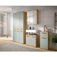 BADEZIMMER 4-teilig  in 215 cm  - Salbeigrün/Schwarz, Trend, Glas/Holzwerkstoff (215cm) - MID.YOU