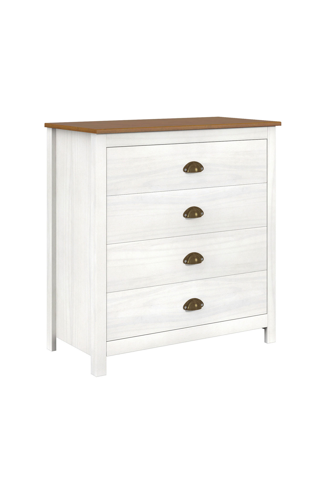 BYRÅ 80/85/41 cm  - vit/mässingsfärgad, Natur, metall/trä (80/85/41cm) - Livetastic