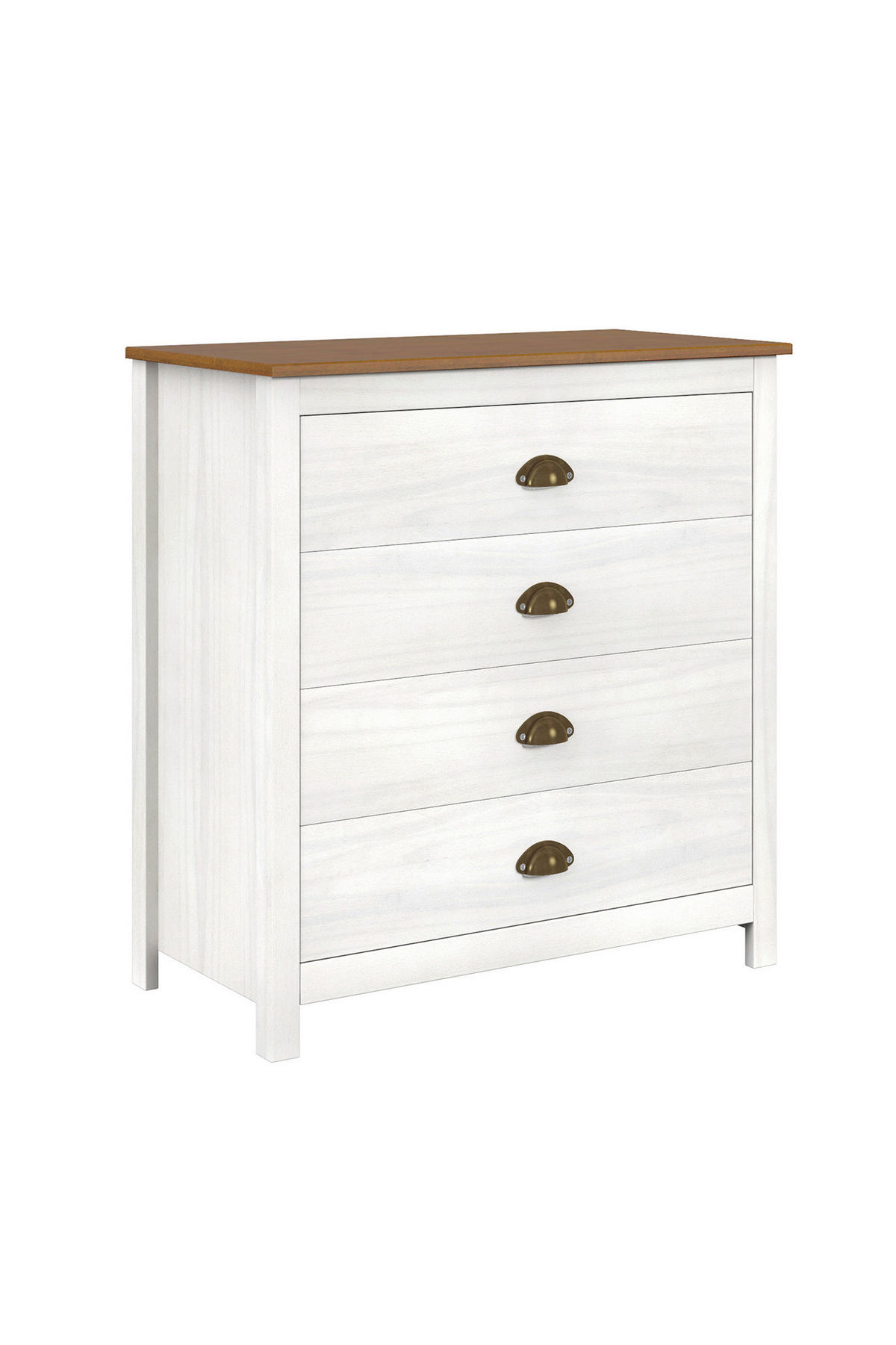 KOMMODE  in 80/85/41 cm  - Messingfarben/Weiß, Natur, Holz/Metall (80/85/41cm) - Livetastic