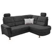 ECKSOFA Schwarz Mikrofaser  - Chromfarben/Schwarz, KONVENTIONELL, Textil/Metall (231/184cm) - Livetastic