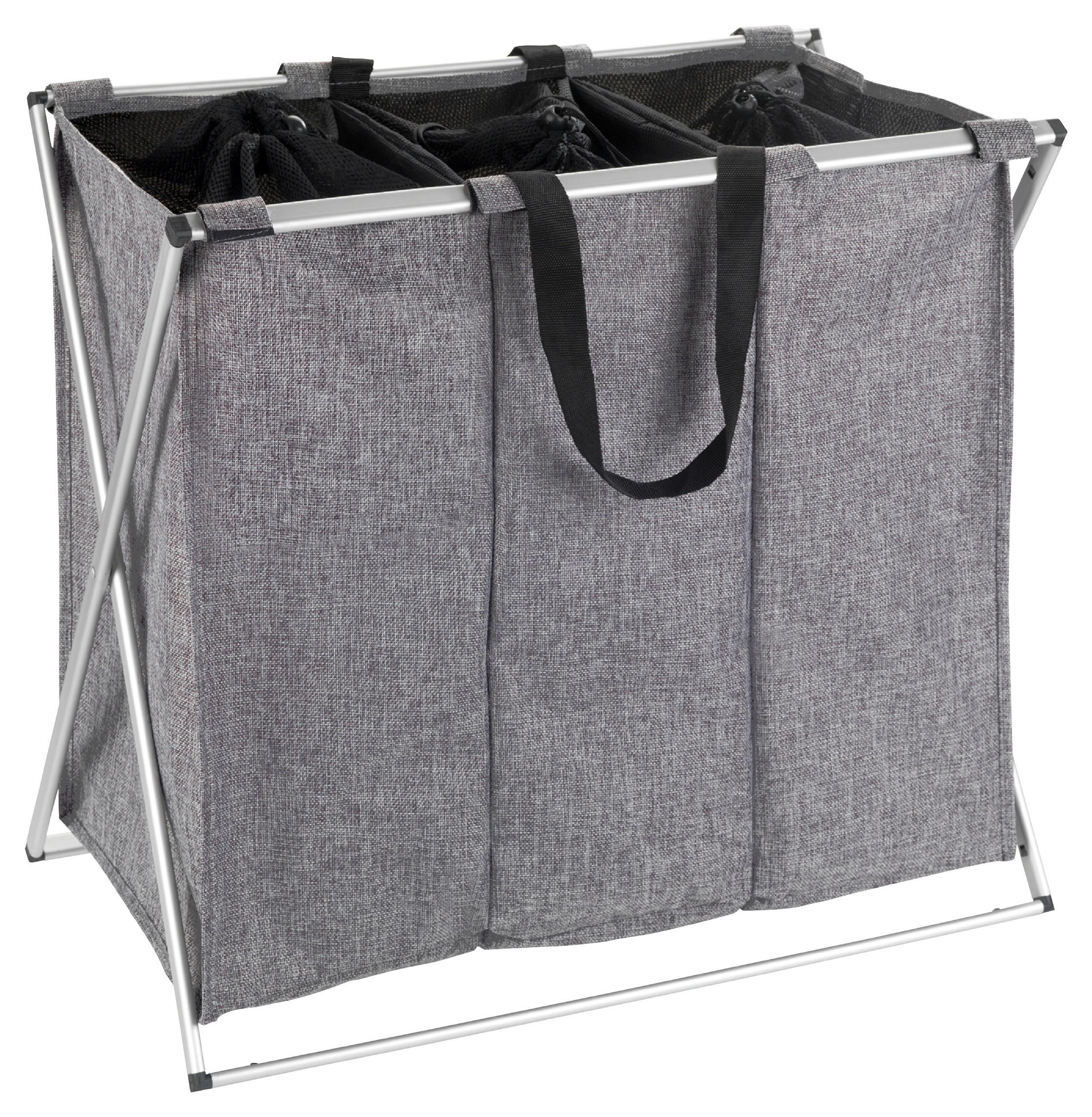 WÄSCHEKORB - Alufarben/Grau, Basics, Textil/Metall (63/57/38cm) - Wenko