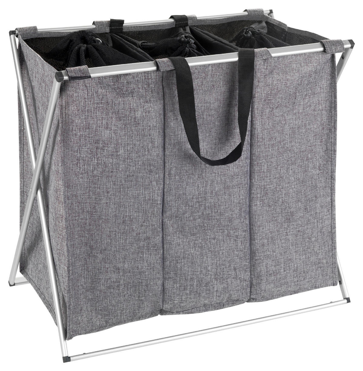 WÄSCHEKORB - Alufarben/Grau, Basics, Textil/Metall (63/57/38cm) - Wenko