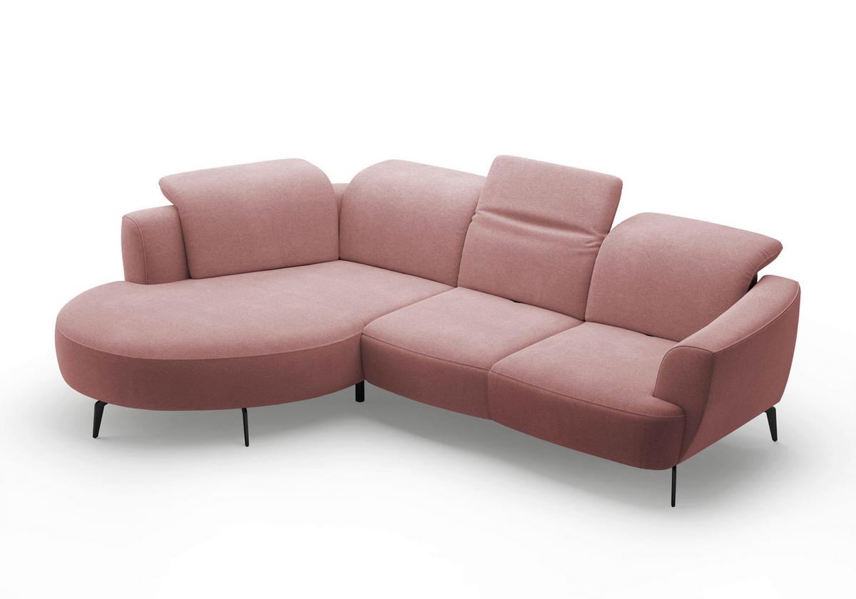 ECKSOFA in Mikrofaser Altrosa  - Schwarz/Altrosa, Konventionell, Textil/Metall (199/309cm) - Sit & More