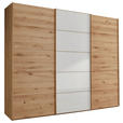 SCHWEBETÜRENSCHRANK 300/217/67 cm 3-türig Weiß, Eiche Bianco  - Eiche Bianco/Weiß, Natur, Glas/Holz (300/217/67cm) - Linea Natura