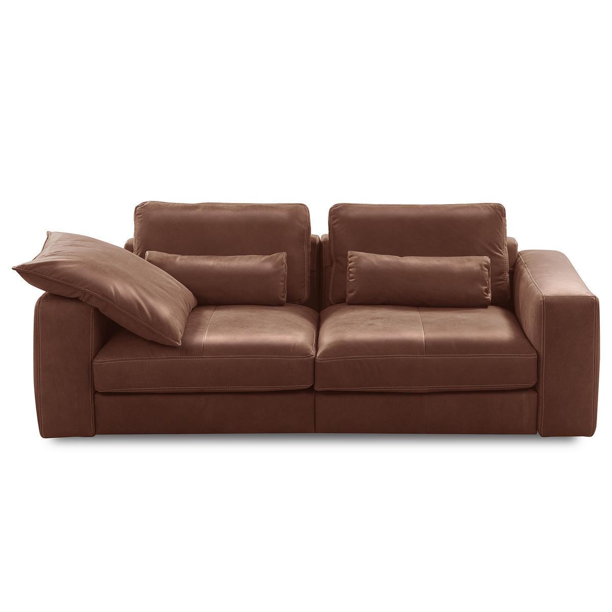 2-SITZER-SOFA  in Echtleder Braun   - Beige/Schwarz, Design, Leder/Kunststoff (240/85/123cm) - Livetastic
