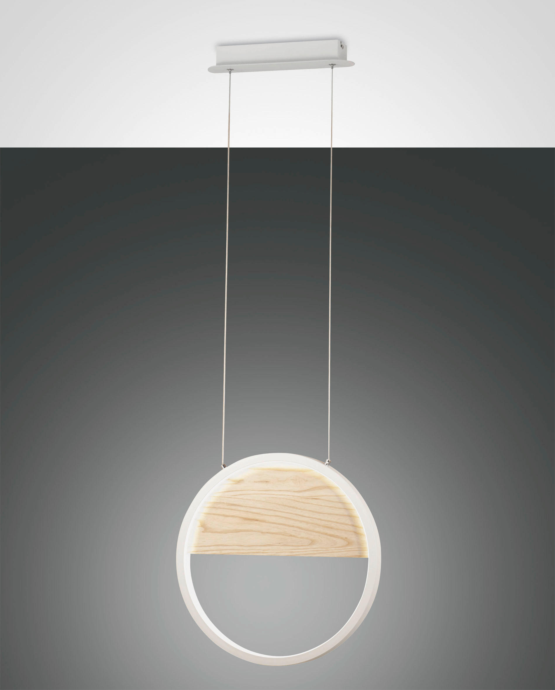 LED-PENDELLEUCHTE Pierre 40,20/200 cm   - Eschefarben/Weiß, Design, Holz/Metall (40,20/200cm) - Fabas Luce