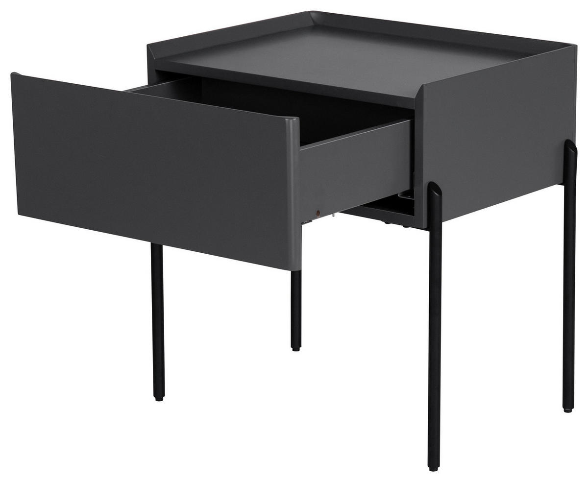NOČNÍ STOLEK, šedá, 50/55/40 cm - šedá/černá, Design, kov/kompozitní dřevo (50/55/40cm) - Livetastic