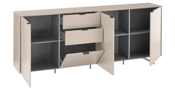 SIDEBOARD Schwarz, Kaschmir  220/89/38 cm  - Kaschmir/Schwarz, MODERN, Holzwerkstoff/Metall (220/89/38cm) - Carryhome