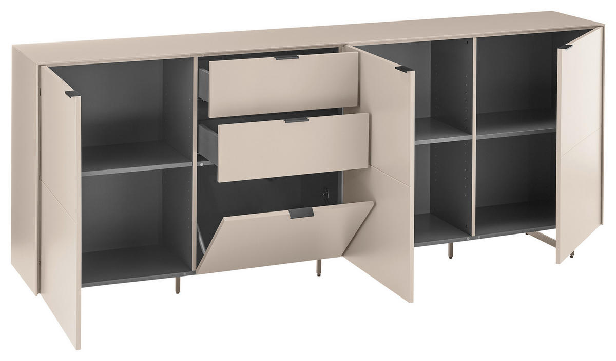 SIDEBOARD Schwarz, Kaschmir  220/89/38 cm  - Kaschmir/Schwarz, MODERN, Holzwerkstoff/Metall (220/89/38cm) - Carryhome