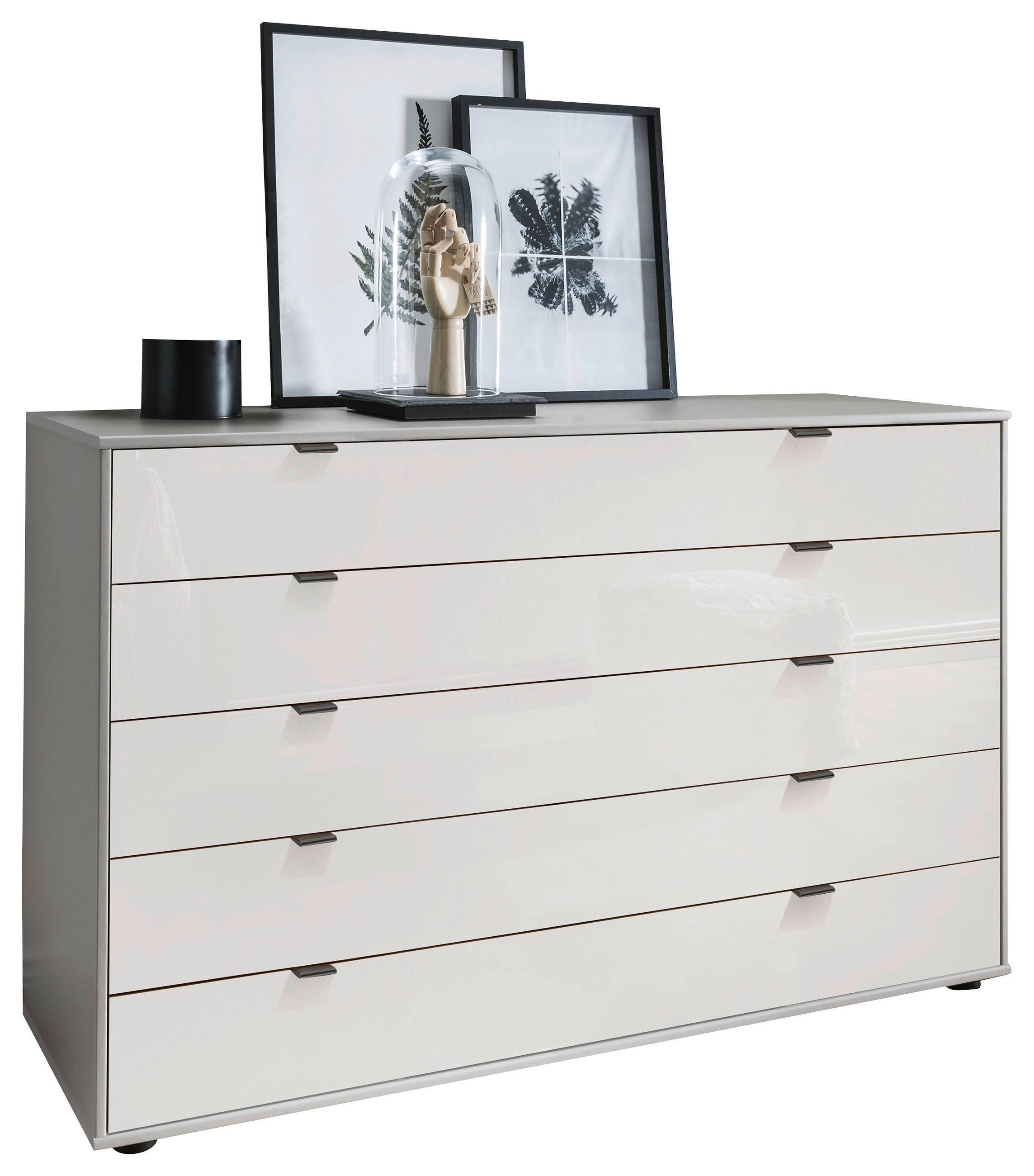 KOMODA, siva  - siva, Konvencionalno, steklo/leseni material (80/86/43cm) - Dieter Knoll