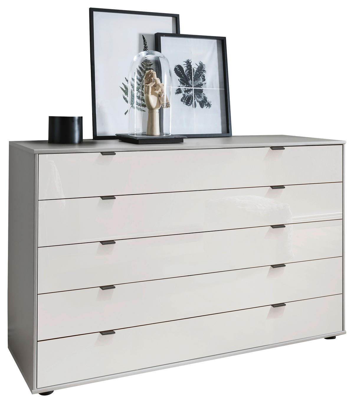 KOMODA, siva  - siva, Konvencionalno, steklo/leseni material (80/86/43cm) - Dieter Knoll