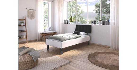 BETT 90/200 cm  in Weiß  - Weiß/Grau, Design, Holzwerkstoff/Textil (90/200cm) - Carryhome