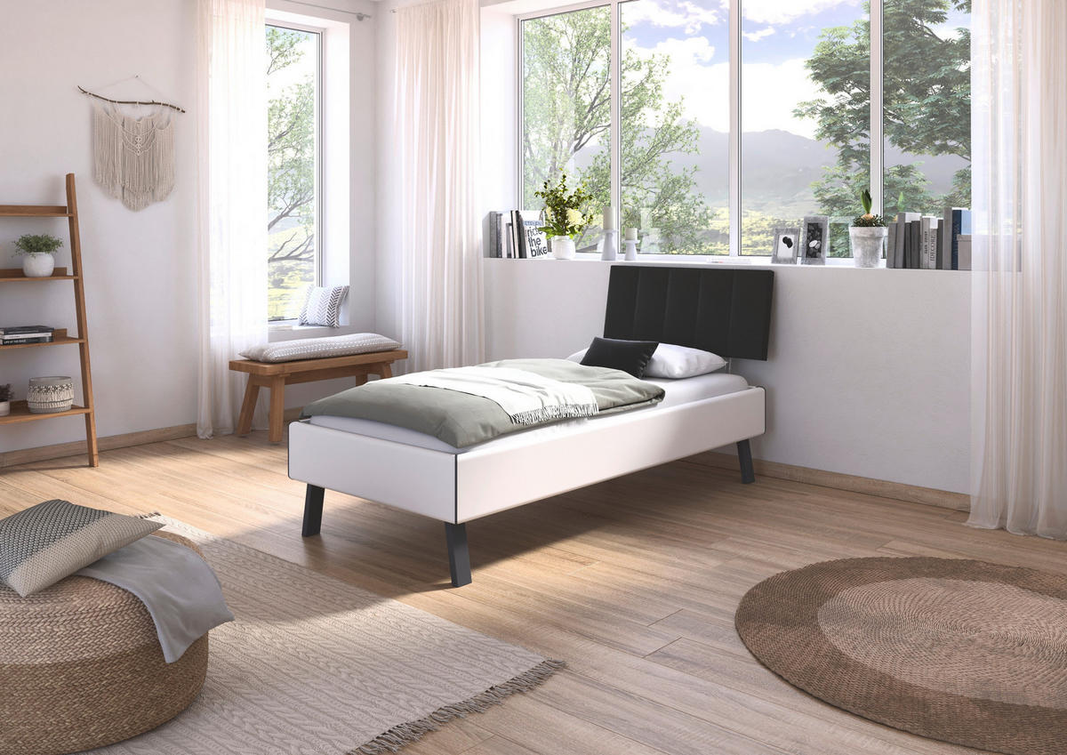 BETT 90/200 cm  in Weiß  - Weiß/Grau, Design, Textil/Metall (90/200cm) - Carryhome