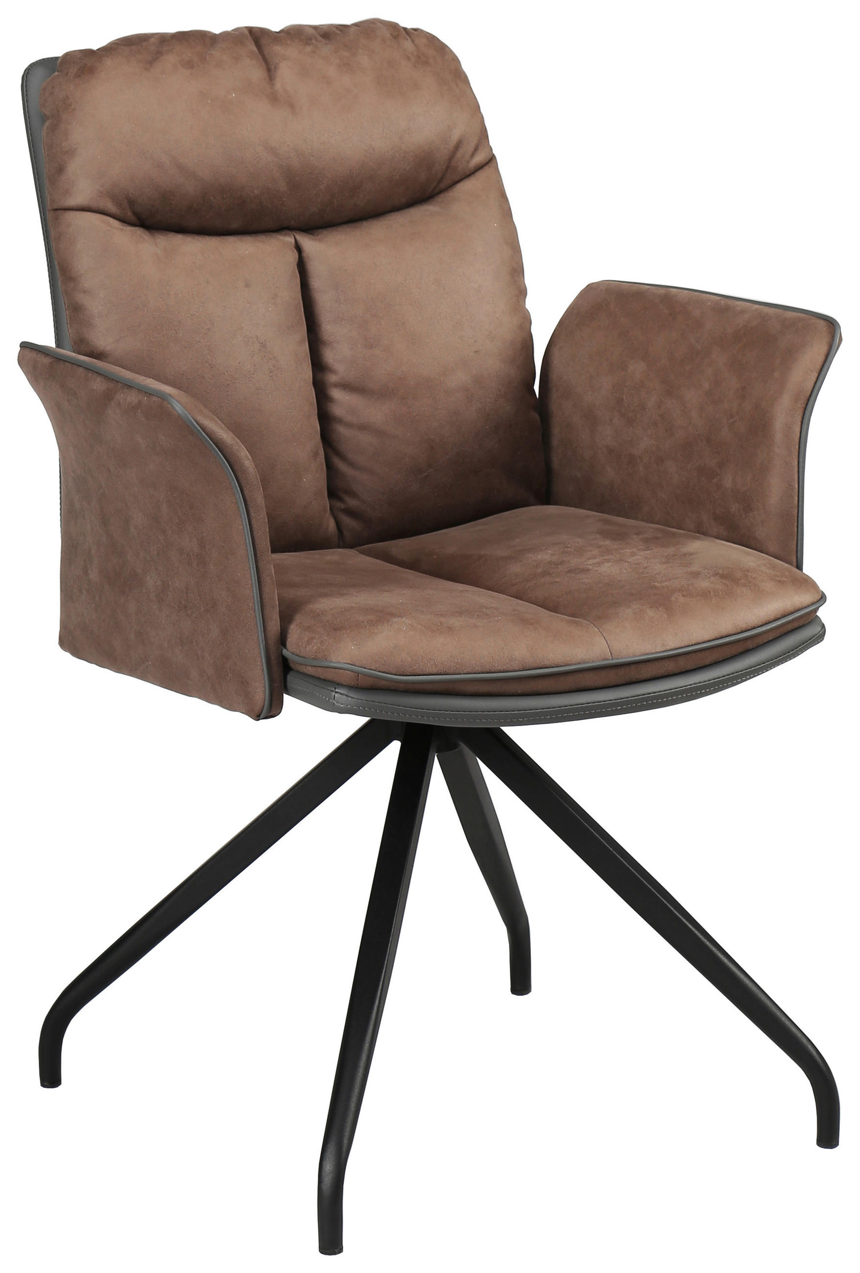 NASLANJAČ, kovina, tekstil rjava, siva  - črna/siva, Design, kovina/tekstil (63,5/87,5/68,5cm) - Hom`in