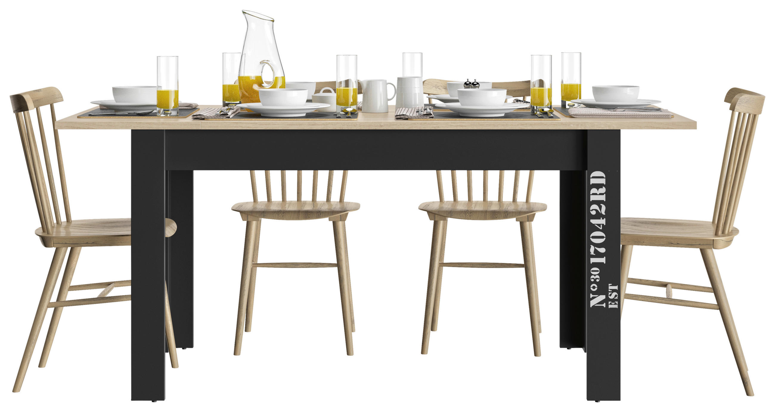 ESSTISCH 136-176/80/78 cm Schwarz, Eichefarben rechteckig  - Eichefarben/Schwarz, MODERN (136-176/80/78cm) - MID.YOU