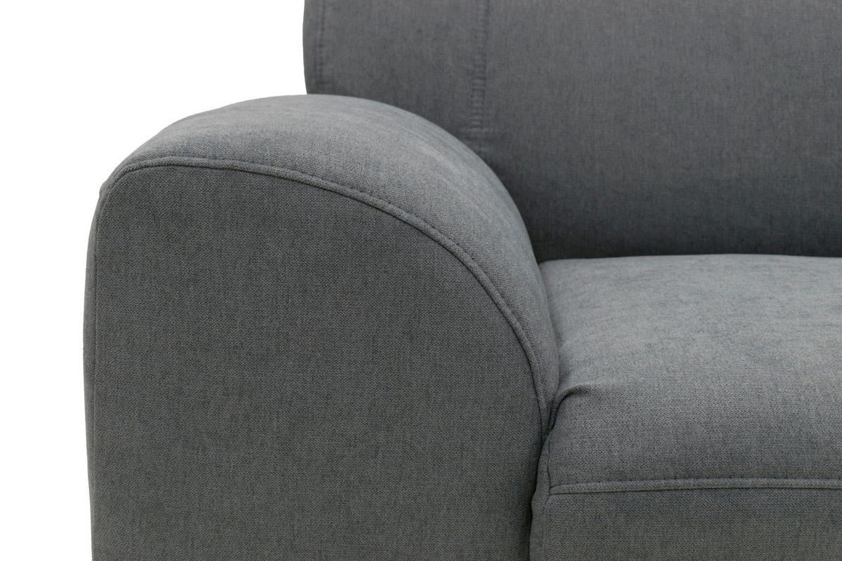 ECKSCHLAFSOFA NIKA Dunkelgrau Webstoff  - Dunkelgrau/Silberfarben, Basics, Holz/Textil (277/156cm) - MID.YOU