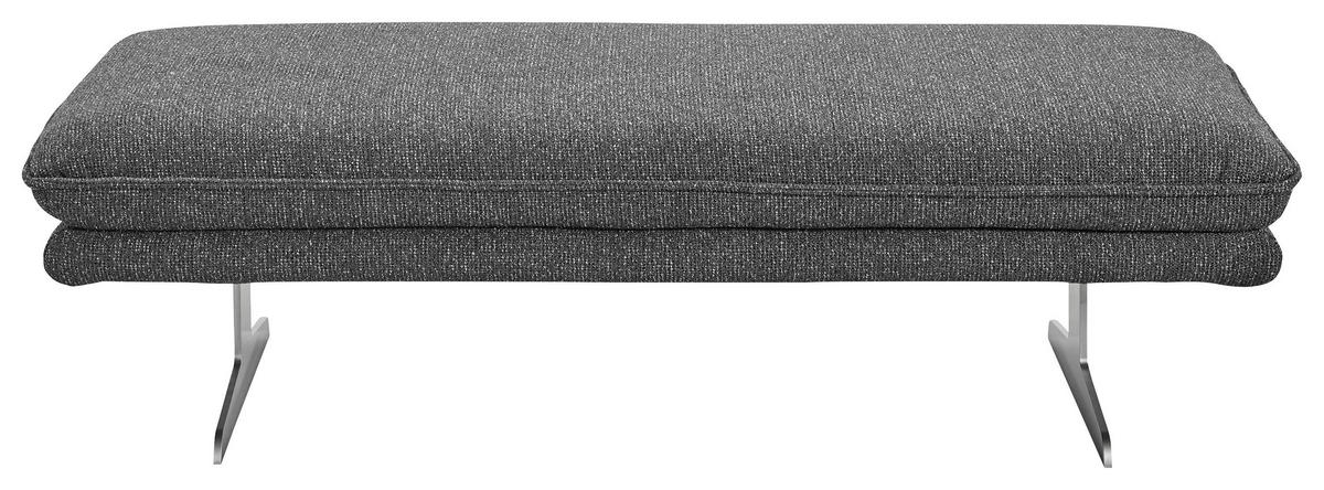 ECKSOFA Webstoff Anthrazit  - Chromfarben/Anthrazit, Design, Textil/Metall (291/164cm) - Chilliano