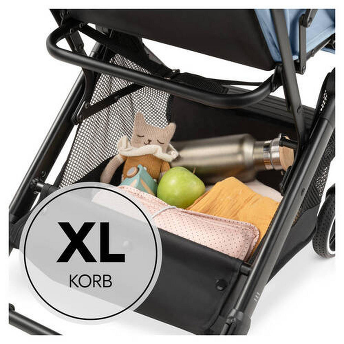BUGGY TRAVEL N CARE PLUS  - Schwarz/Hellblau, Basics, Metall (81/51,5/105cm) - Hauck