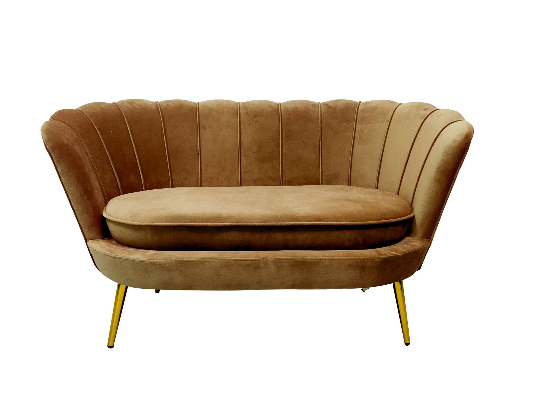 2-SED,  zlate barve, barve karija les, kovina, tekstil  - zlate barve/barve karija, Moderno, kovina/tekstil (132/78/76cm) - Xora
