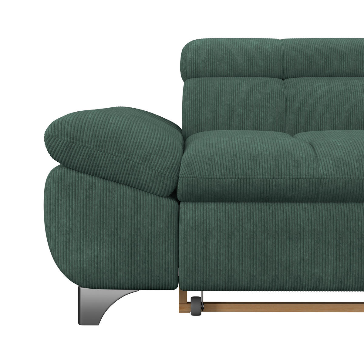 ECKSOFA Waldgrün Chenille  - Waldgrün/Chromfarben, KONVENTIONELL, Textil/Metall (312/234cm) - Livetastic