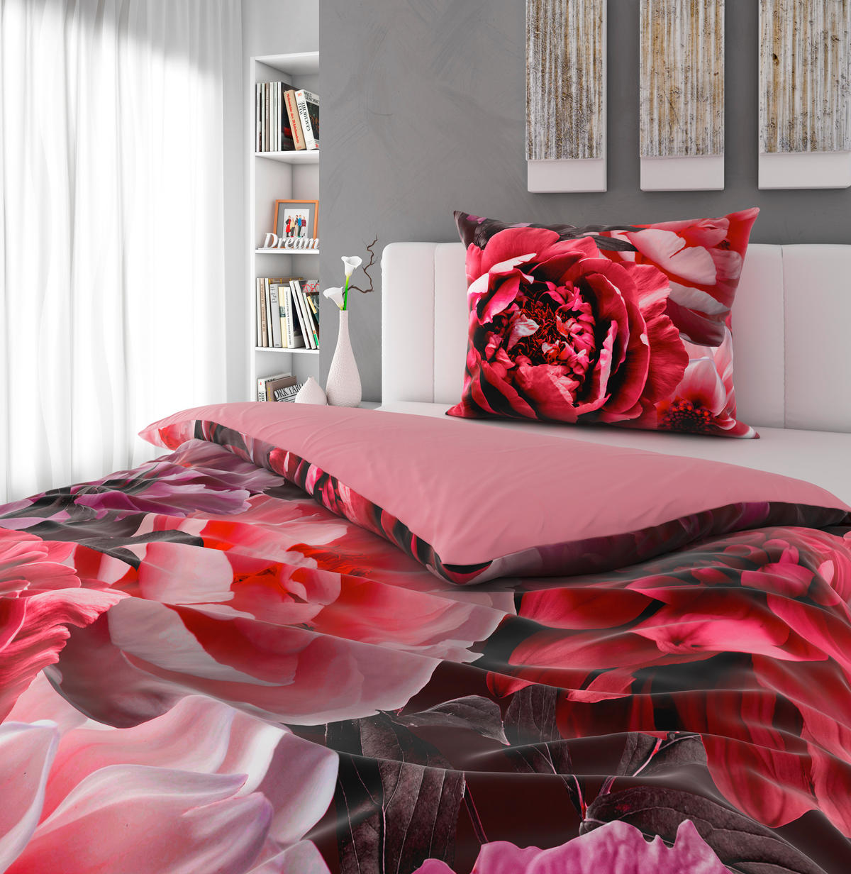 OBOJSTRANNÁ POSTEĽNÁ BIELIZEŇ, satén, ružová, 140/200 cm - ružová, Design, textil (140/200cm) - Novel