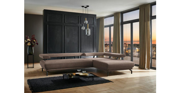 ECKSOFA in Chenille Braun 305/224 cm - Schwarz/Braun, Design, Textil/Metall (305/224cm) - Dieter Knoll