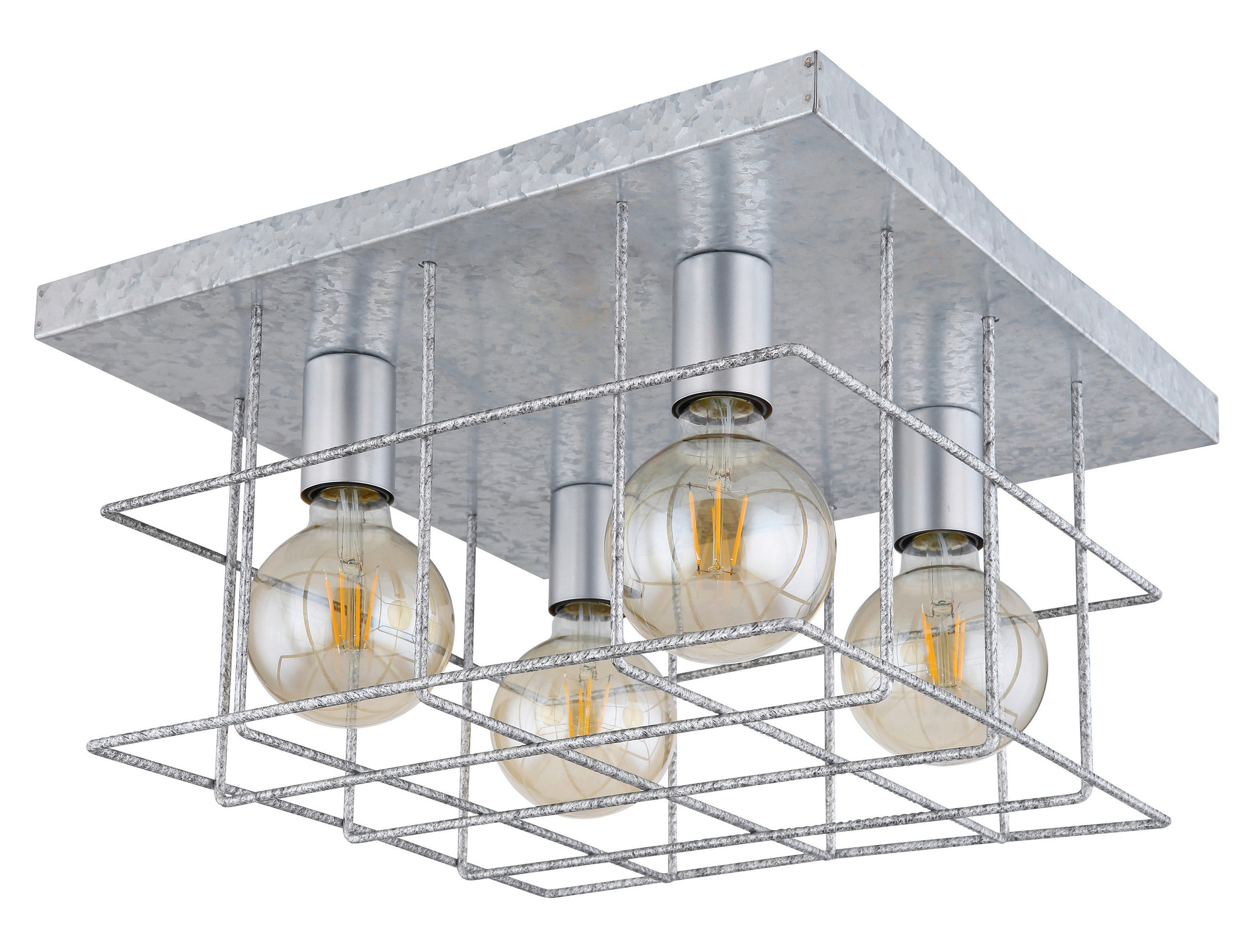 TAKLAMPA Merril 40/40/26 cm  - zinkfärgad, Design, metall (40/40/26cm) - Globo