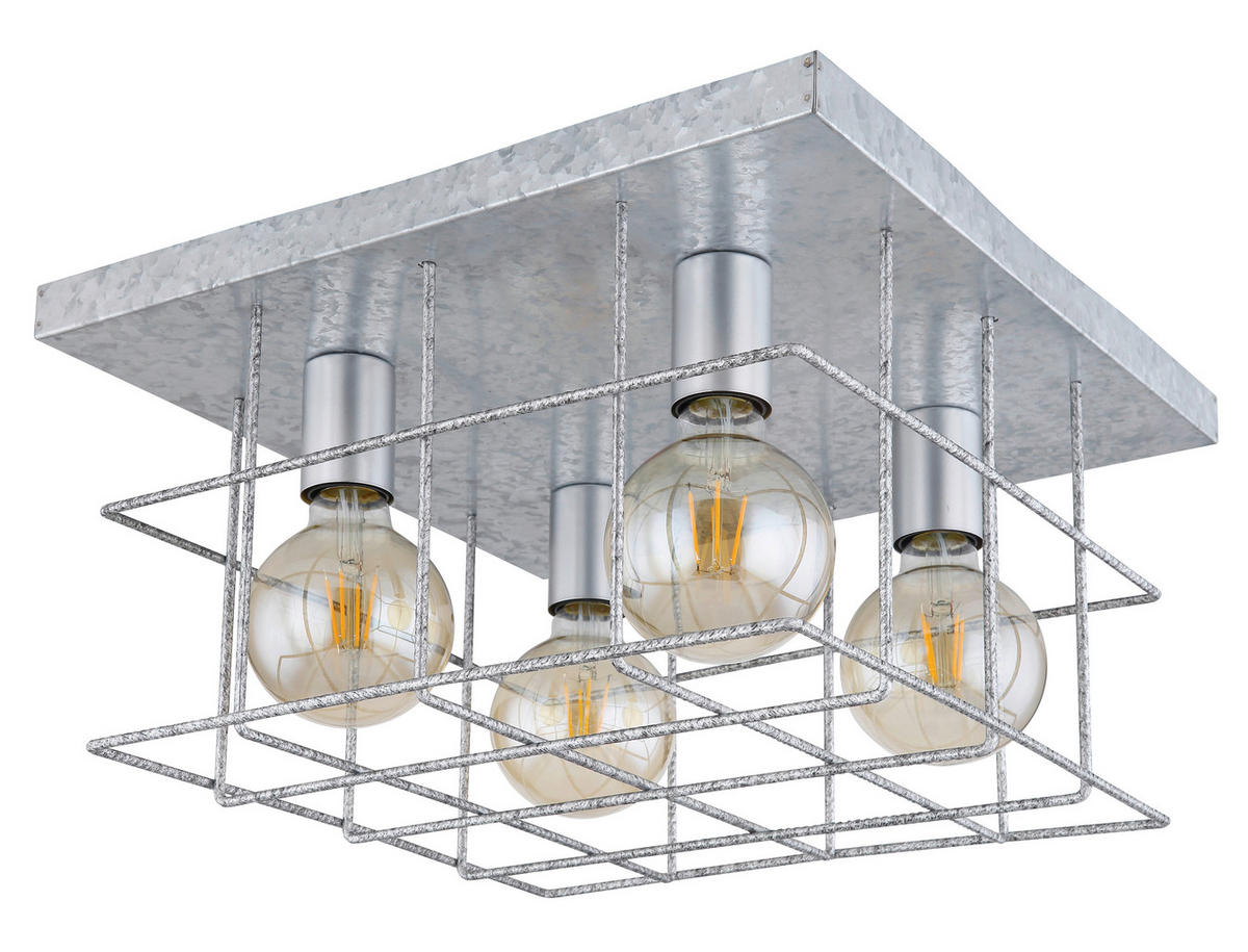 DECKENLEUCHTE    40/40/26 cm  - Zinkfarben, Design, Metall (40/40/26cm) - Globo