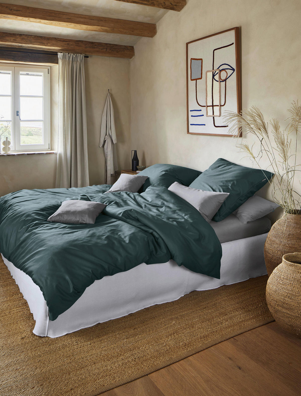 BETTWÄSCHE 3-teilig Makosatin 240/220 cm  - Grün, KONVENTIONELL, Textil (240/220cm) - Irisette