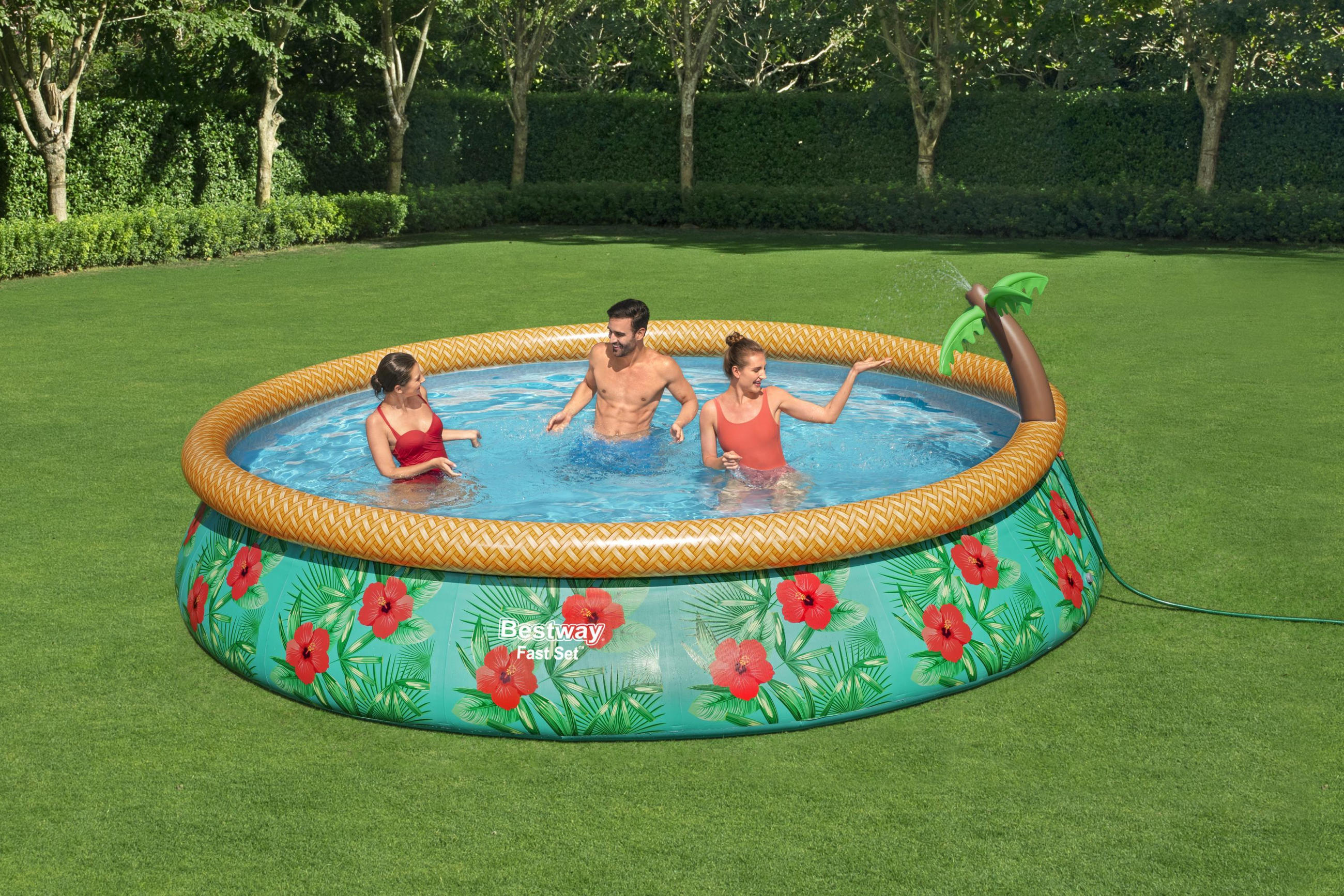 POOLSET PARADISE PALMS 57416 457/84 cm  - Multicolor, Trend, Kunststoff (457/84cm) - Bestway