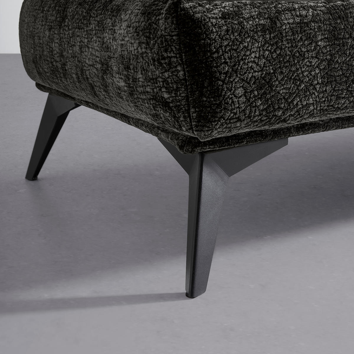 HOCKER Textil Dunkelbraun  - Dunkelbraun/Schwarz, Modern, Textil/Metall (122/47/68cm) - MID.YOU
