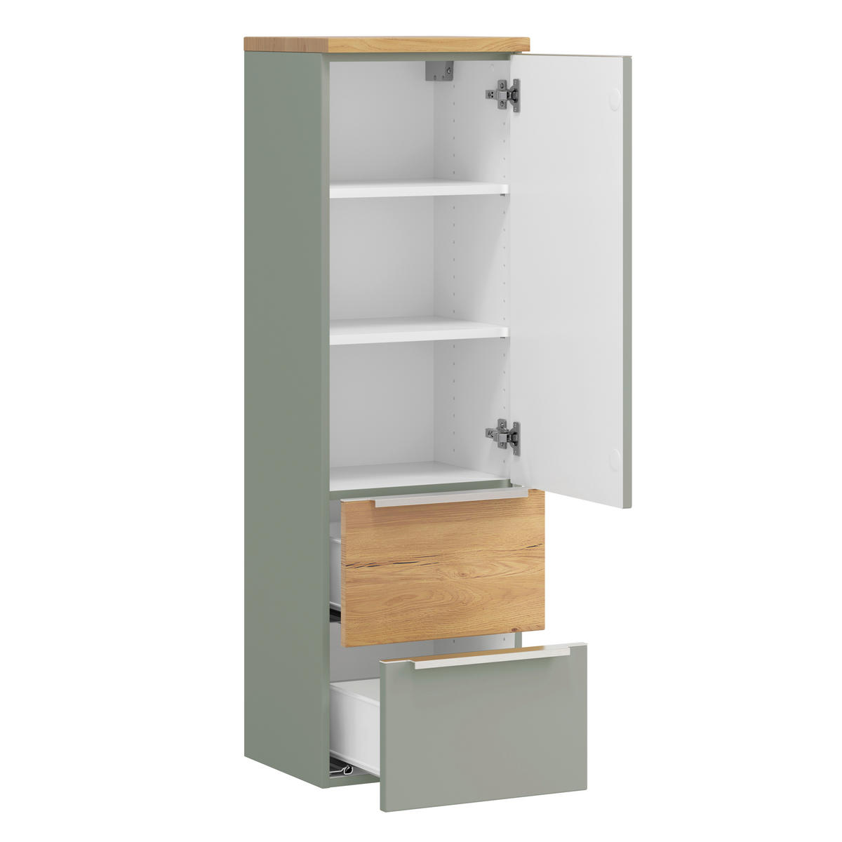 MIDISCHRANK 40/130/35 cm  - Schilfgrün/Wildeiche, Trend, Holzwerkstoff/Metall (40/130/35cm) - Held