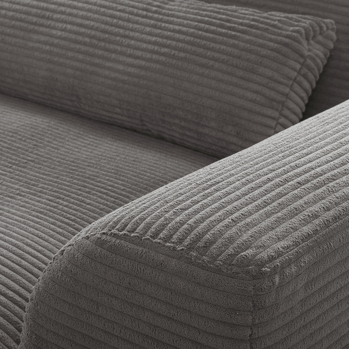 ECKSOFA Grau Cord Nierenkissen, Rückenkissen  - Schwarz/Grau, Design, Textil/Metall (172/313cm) - P & B