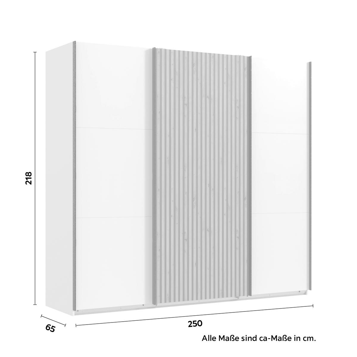 GARDEROB MED SKJUTDÖRRAR 250/218/65 cm 3-dörrar - vit/grafitfärgad, Klassisk, metall/trämaterial (250/218/65cm) - Carryhome