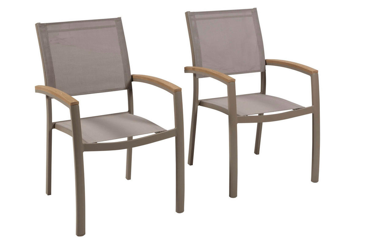 GARTENSTUHL-SET Metall, Kunststoff, Textil Naturfarben, Champagner  - Champagner/Naturfarben, KONVENTIONELL, Kunststoff/Textil (66,5/91/56,5cm) - Gardenson