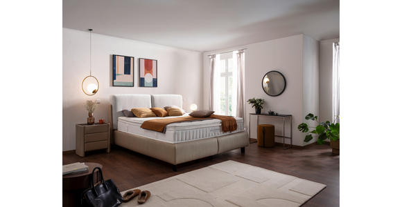 BOXSPRINGBETT 180/200 cm in Hellgrau, Greige - Greige/Hellgrau, Design, Textil/Metall (180/200cm) - Johann Jakob