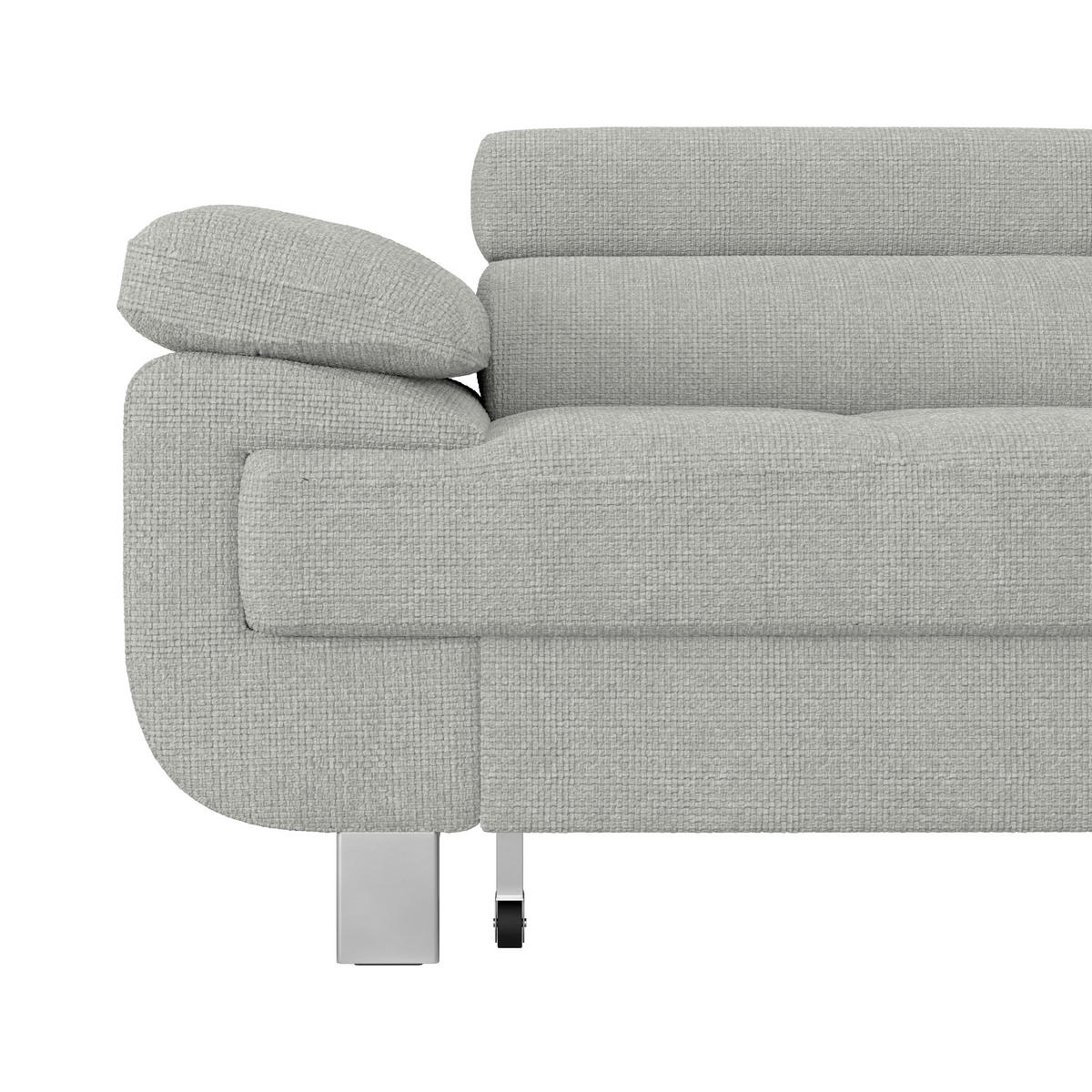 ECKSOFA in Drell Hellgrau  - Hellgrau, Modern, Textil/Metall (270/230cm) - MID.YOU