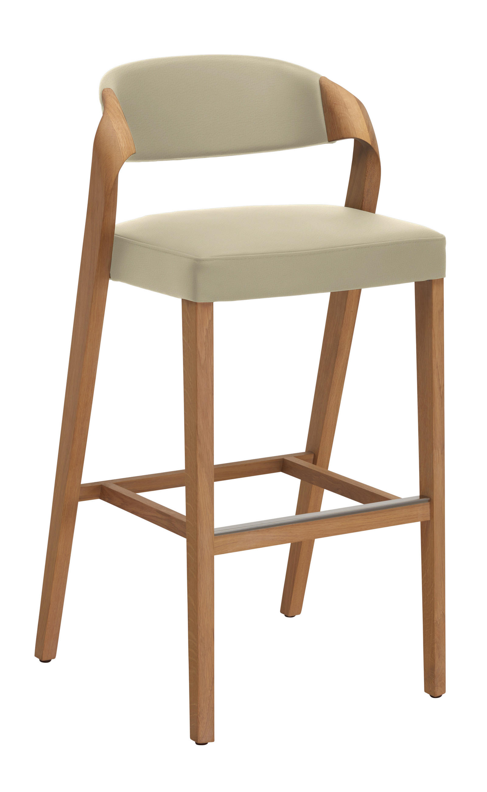 BARHOCKER Holz, Leder Creme, Wildeiche  - Wildeiche/Creme, Natur, Leder/Holz (52/103/52cm) - Voglauer