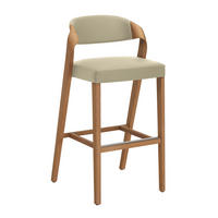 BARHOCKER Holz, Leder Creme, Wildeiche  - Wildeiche/Creme, Natur, Leder/Holz (52/103/52cm) - Voglauer