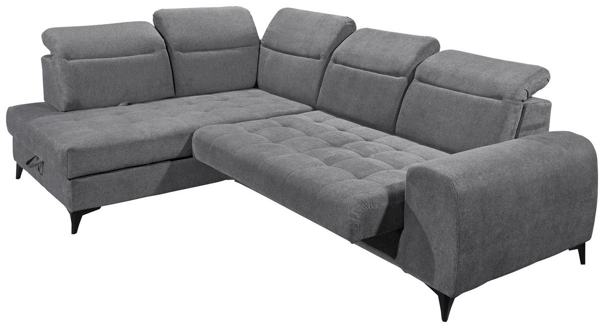 ECKSOFA in Webstoff Anthrazit  - Anthrazit/Schwarz, Konventionell, Kunststoff/Textil (200/282cm) - MID.YOU