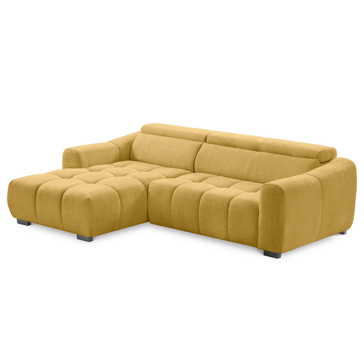 ECKSOFA  Webstoff Senfgelb  - Senfgelb/Schwarz, Design, Kunststoff/Textil (177/274cm) - Livetastic