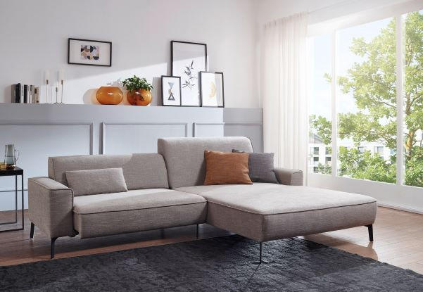 ECKSOFA Grau Flachgewebe  - Schwarz/Grau, Design, Textil/Metall (190/285cm) - Johann Jakob