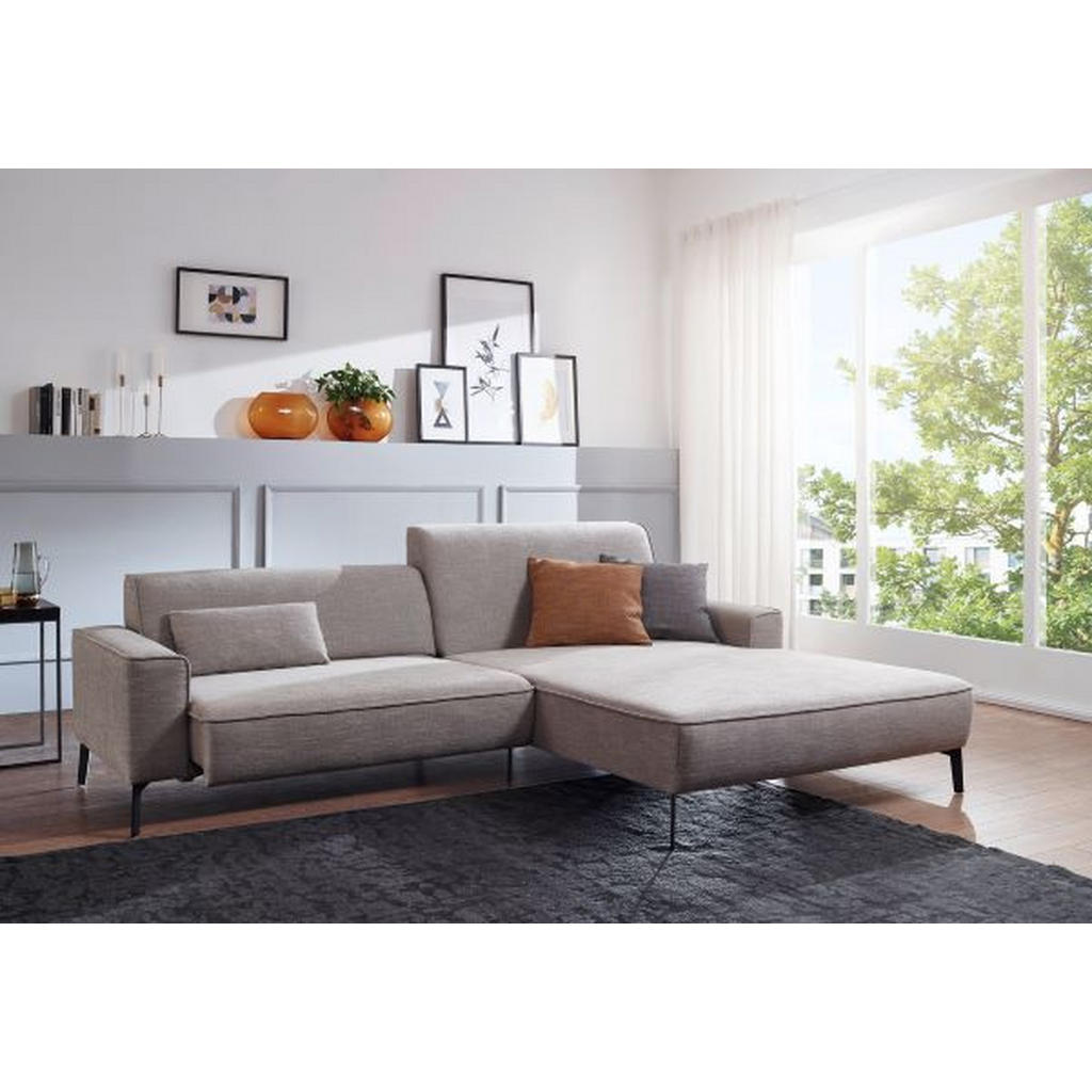 Thumbnail - Johann Jakob Ecksofa, Grau, Textil, 3-Sitzer, Ottomane links, L-Form, 285x190 cm, Made in Germany, Dgm, Goldenes M, Type...