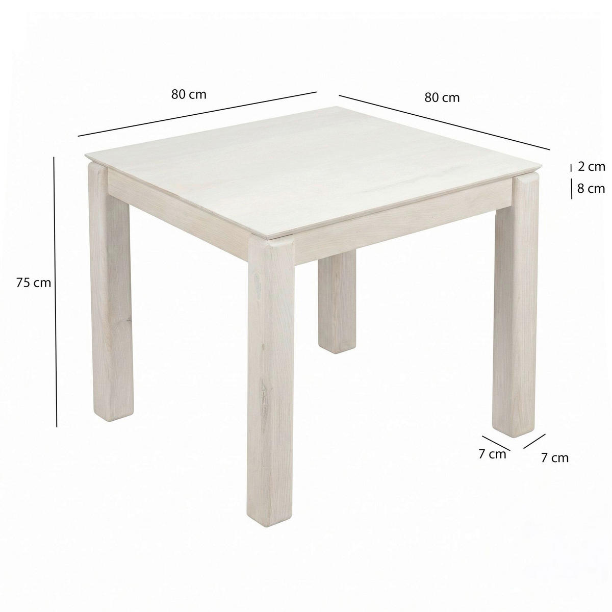 Masă din lemn, 80/75/80 cm,   - alb, Design, lemn (80/75/80cm) - Livetastic