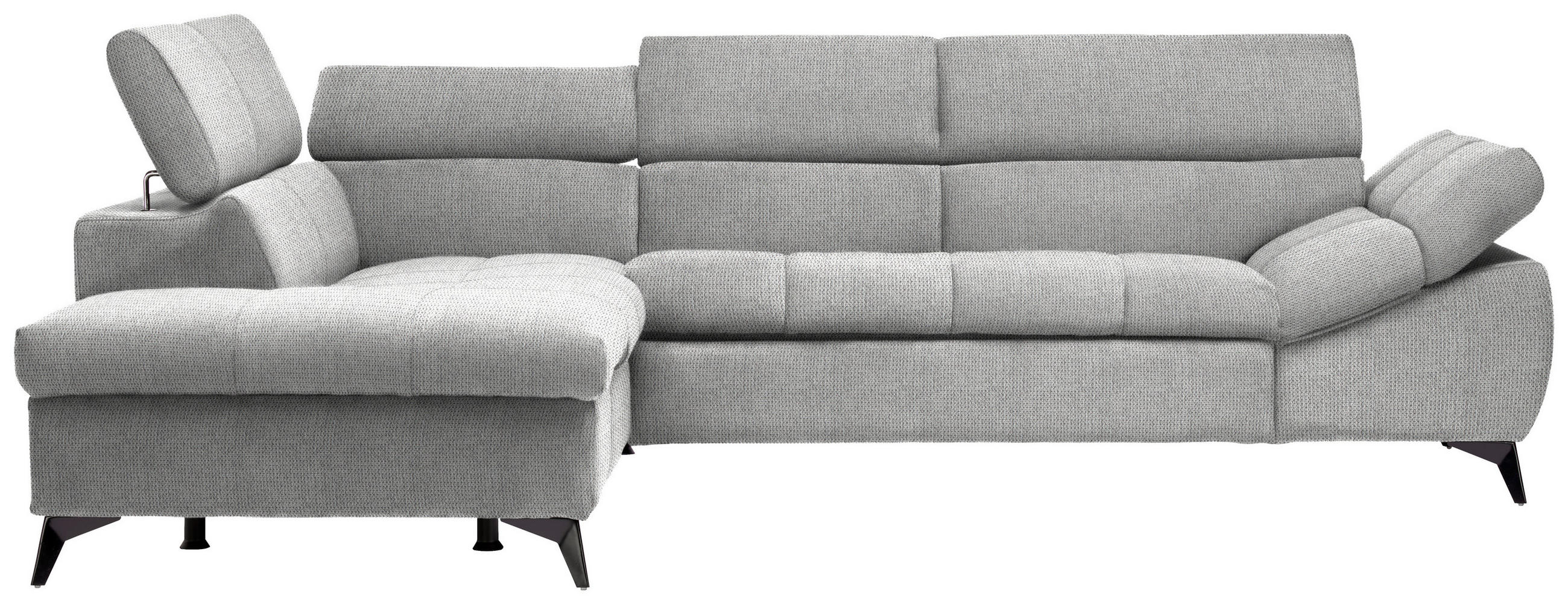 ECKSOFA in Mikrofaser Hellgrau  - Hellgrau/Schwarz, Design, Kunststoff/Textil (210/279cm) - Livetastic