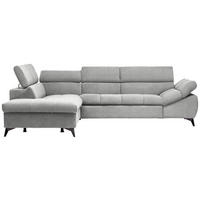 ECKSOFA in Mikrofaser Hellgrau  - Hellgrau/Schwarz, Design, Kunststoff/Textil (210/279cm) - Livetastic