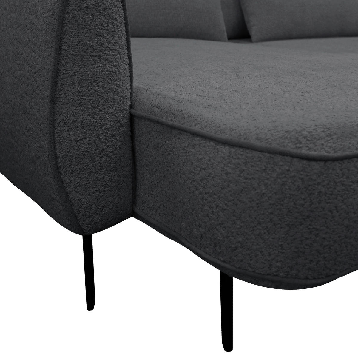 ECKSOFA Dunkelgrau Bouclé  - Dunkelgrau/Creme, Design, Textil/Metall (204/273cm) - MID.YOU