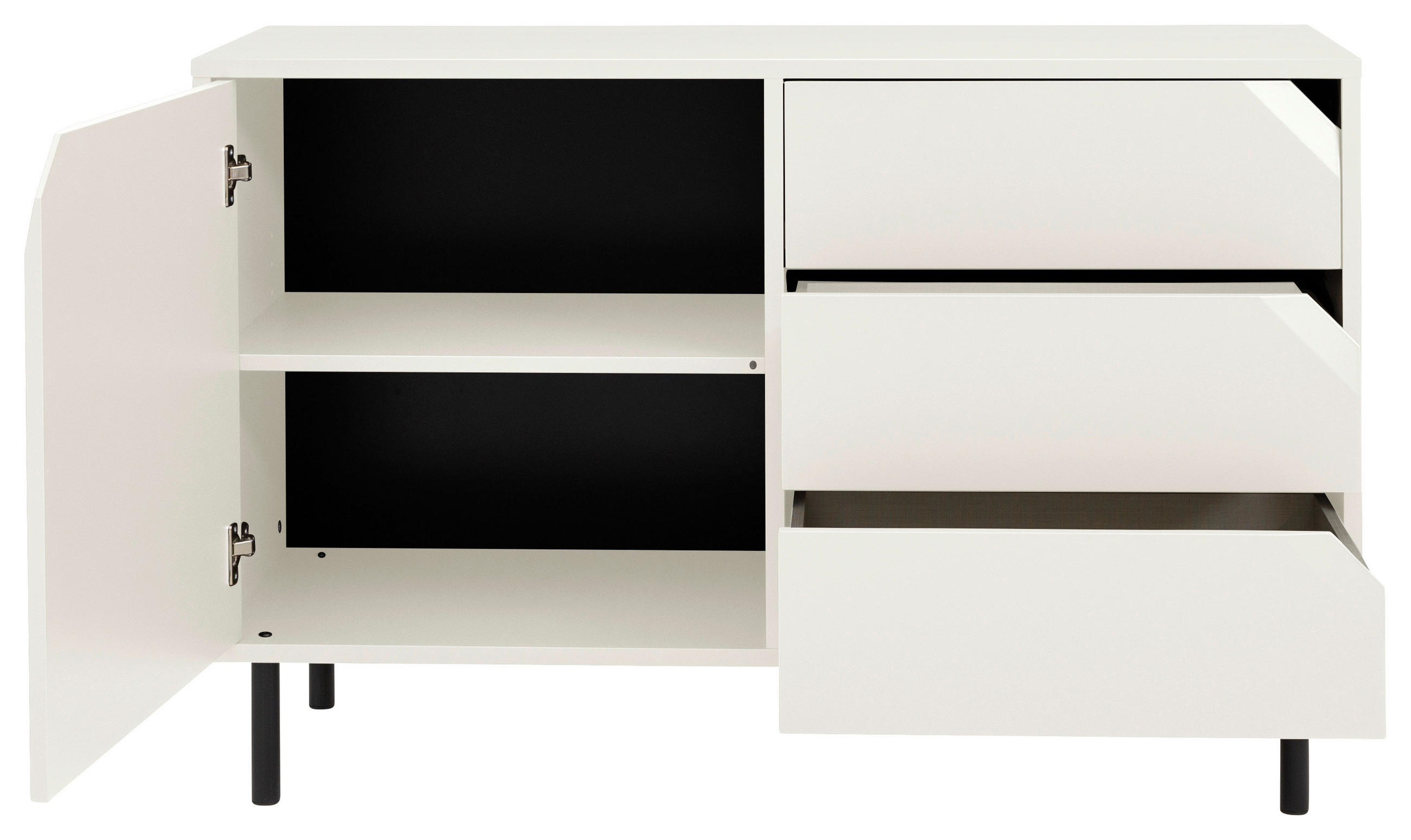 SIDEBOARD 118/77/43 cm  in Weiß  - Schwarz/Weiß, Design, Holzwerkstoff/Metall (118/77/43cm)