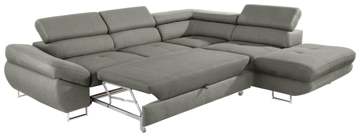 ECKSOFA in Webstoff Grau  - Grau, Design, Textil/Metall (280/235cm) - Hom`in