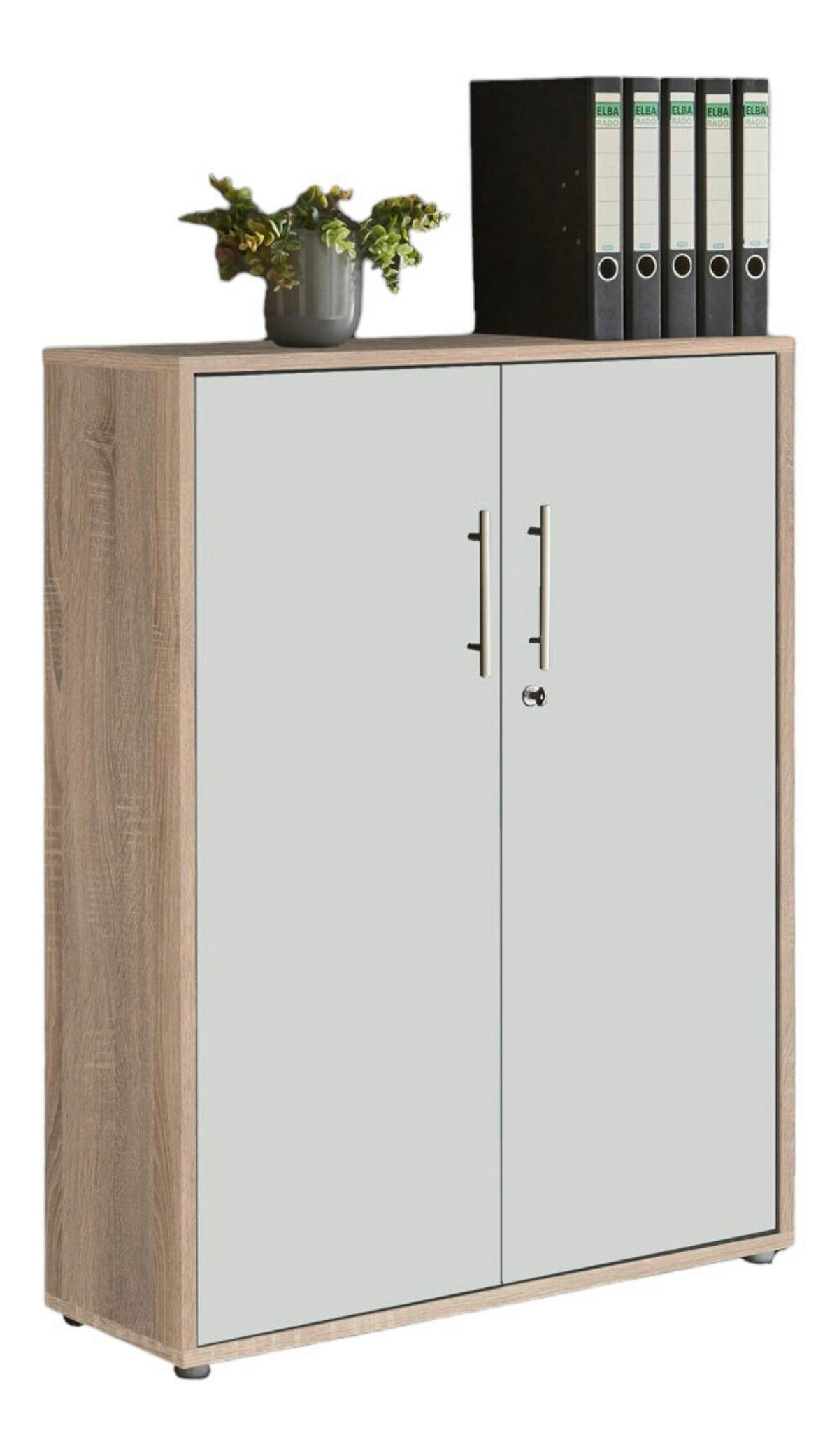 BÜRO - Weiß/Sonoma Eiche, MODERN, Holzwerkstoff/Metall - MID.YOU